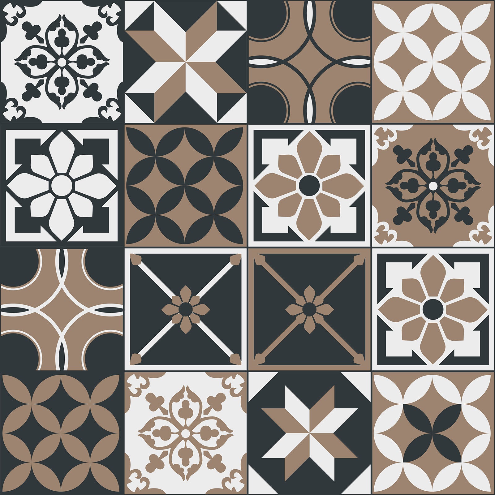 Crédence adhésive sticker décoratif pour cuisine - Effet carreaux de ciment - Adhésif + Protection MATE - 60x60 cm - 2