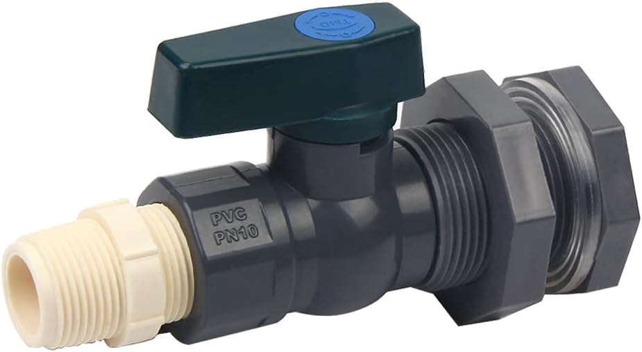 Złączka do beczki na deszczówkę – PVC 3/4 cala ze złączką przepustową, adapter węża w zestawie