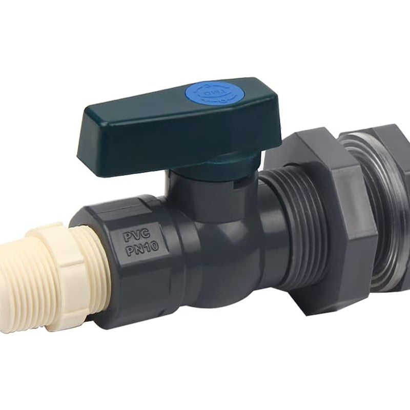 Złączka do beczki na deszczówkę – PVC 3/4 cala ze złączką przepustową, adapter węża w zestawie