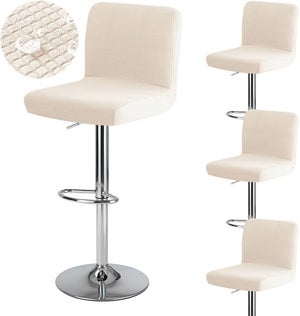 GUYIRT Lot De 4 Housses De Tabouret De Bar En Velours - Pivotantes, Lavables, Pour Chaises à Dossier Court - Noir