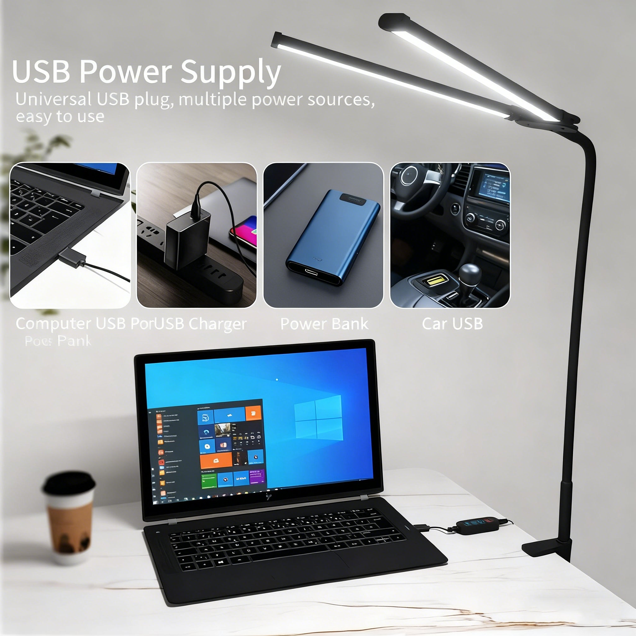Lampe de bureau LED architecte, 3 couleurs 10 niveaux réglables, lumière anti-éblouissement, idéale pour lecture, étude et travail créatif - 6
