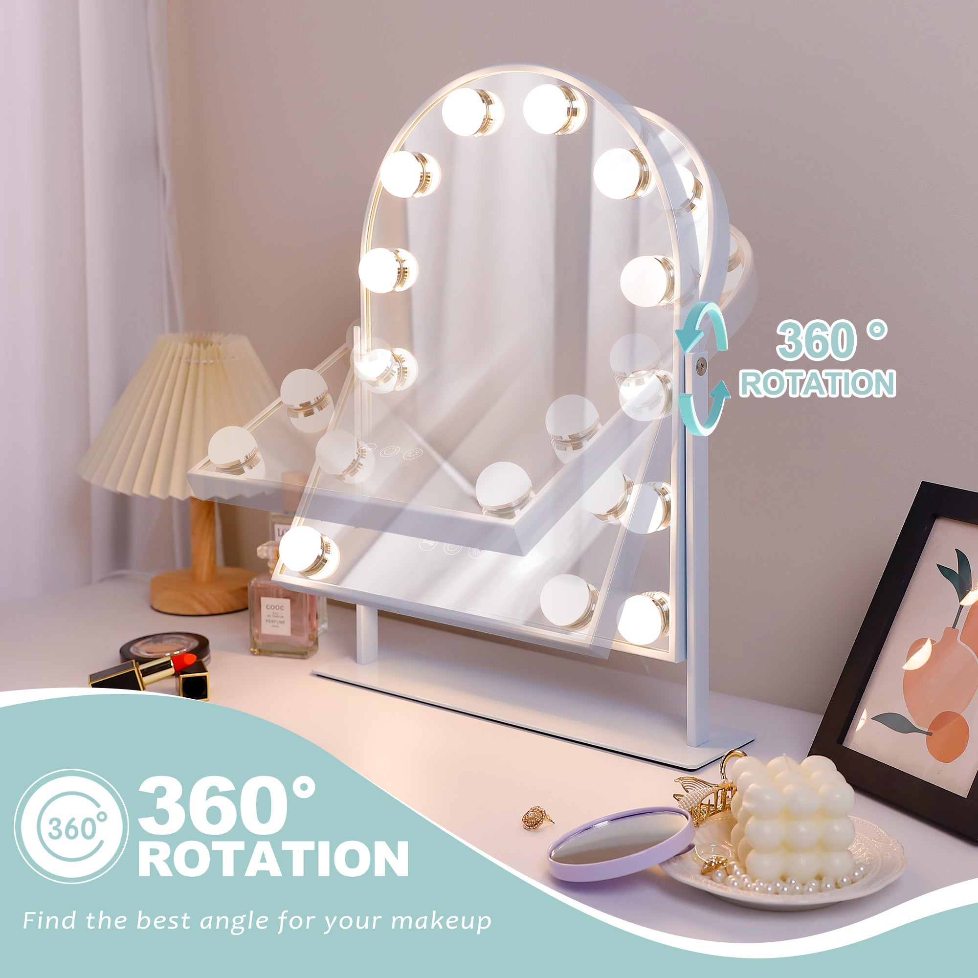 Specchio da trucco Hollywood illuminazione LED - 30 x 41 cm - Arco - 7