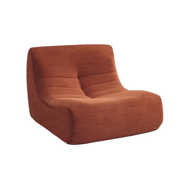 Chauffeuse velours côtelé 1 place terracotta L 91 x P 105 x H 72 cm - SOKOL SOKOL