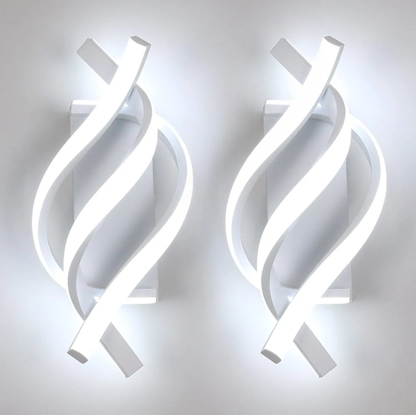 2 zestawy lamp ściennych, aluminiowa lampa ścienna LED, dekoracyjne oświetlenie wewnętrzne, światło LED, zimna biel - Czarny