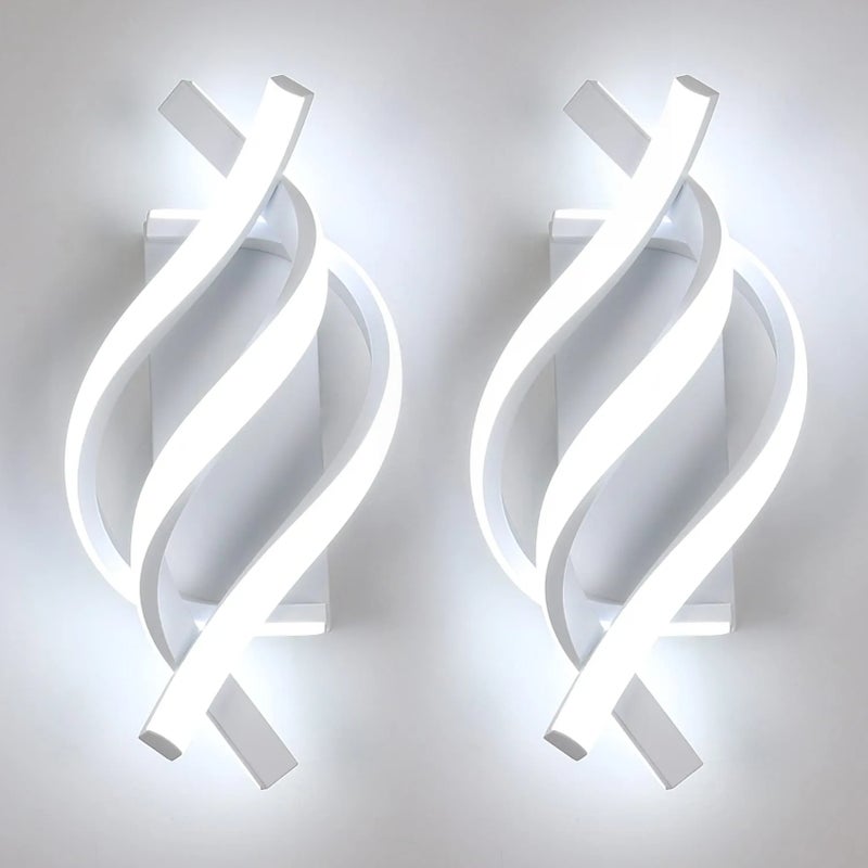 2 zestawy lamp ściennych, aluminiowa lampa ścienna LED, dekoracyjne oświetlenie wewnętrzne, światło LED, zimna biel - Czarny