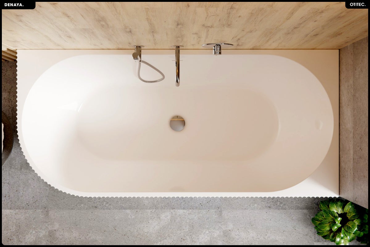 Bañera asimétrica - 150 x 75 cm - Derecha - Con sifón Cromado - Pies - INCLUIDOS - DENAYA - 4