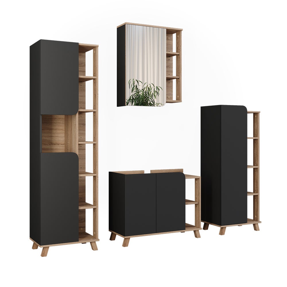 Vicco Zestaw mebli łazienkowych Karen, Sonoma/antracyt, 4 części