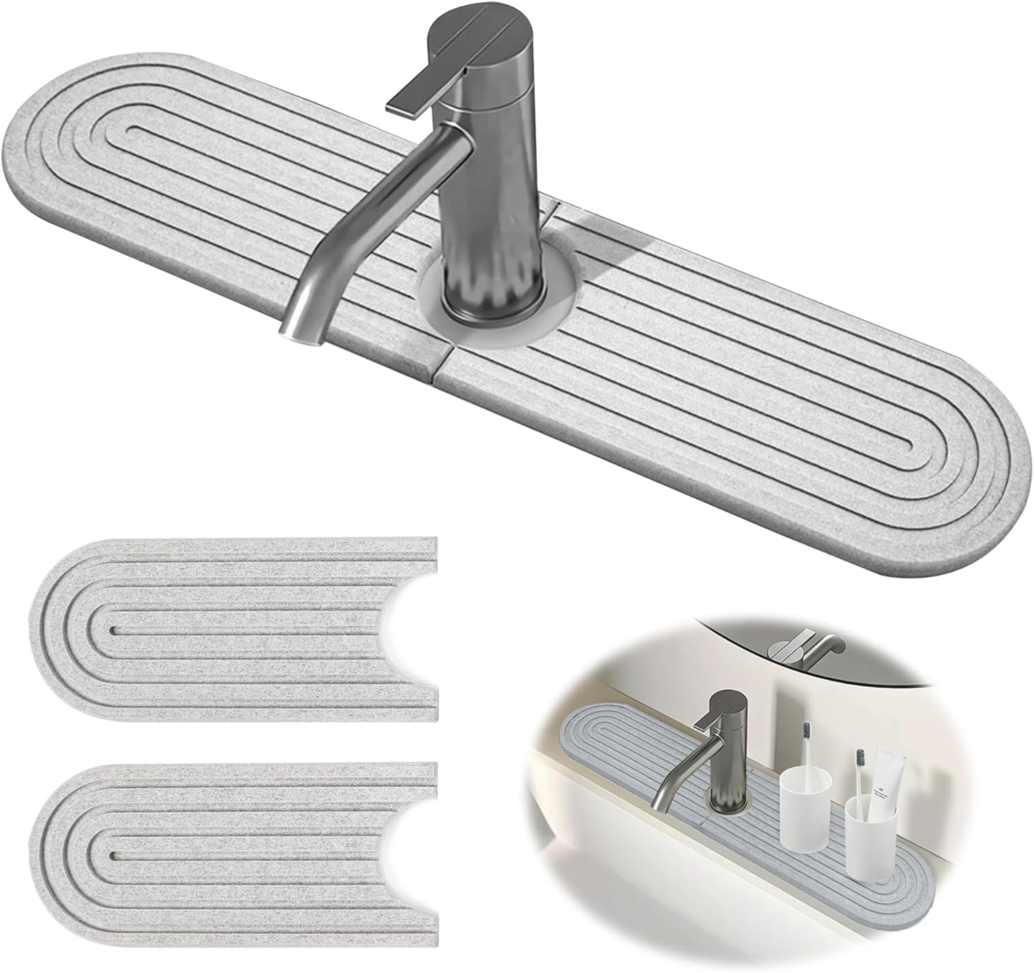 Tapis En Pierre De Diatomite Tapis De Drainage Pour Robinet En Diatomite Pour Cuisine (60 X 9,9 Cm Contour De Robinet Absorbant