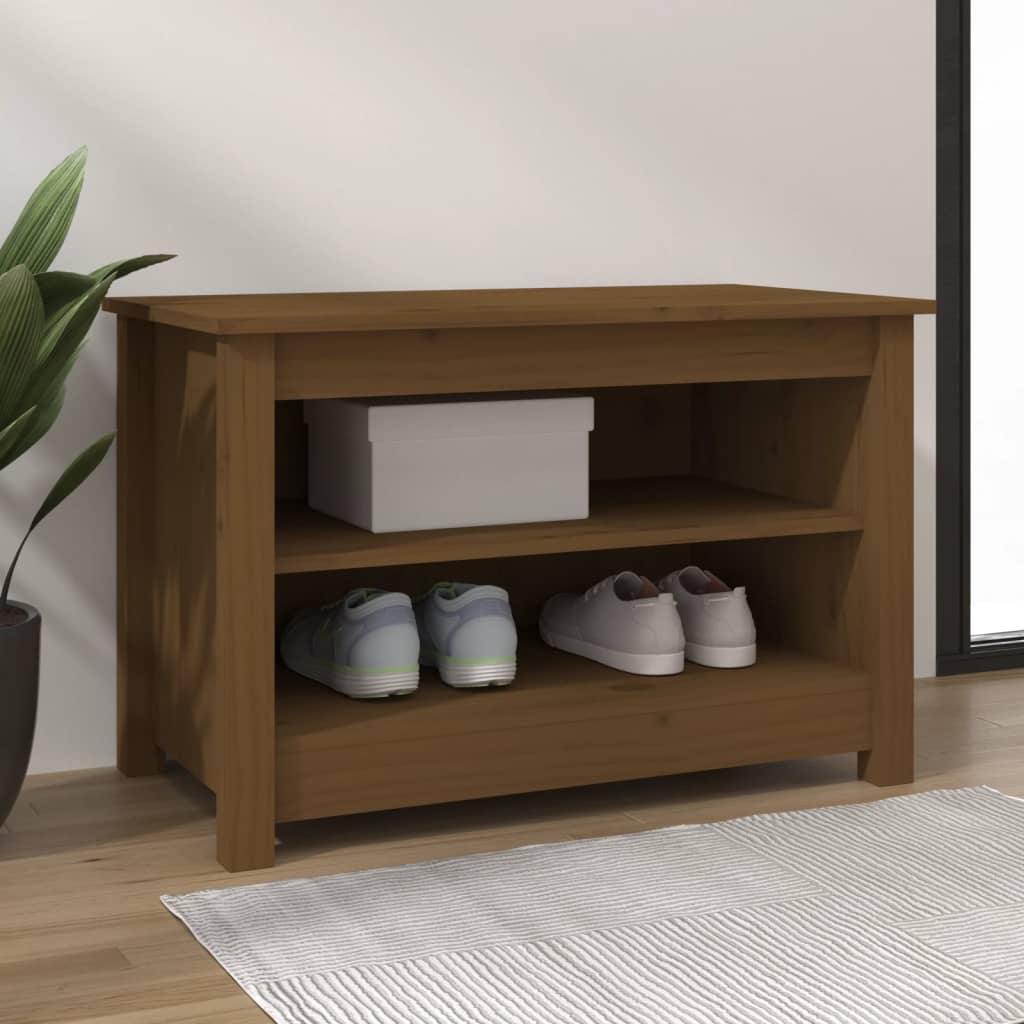 Banc à chaussures Noir 100x34x45 cm Bois de pin massif