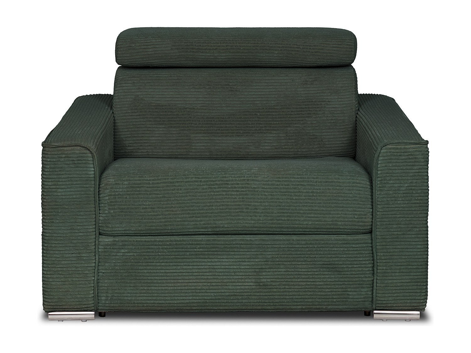 Fotel rozkładany z zielonego weluru - Powierzchnia spania 70 cm - Materac 14 cm - VIZIR