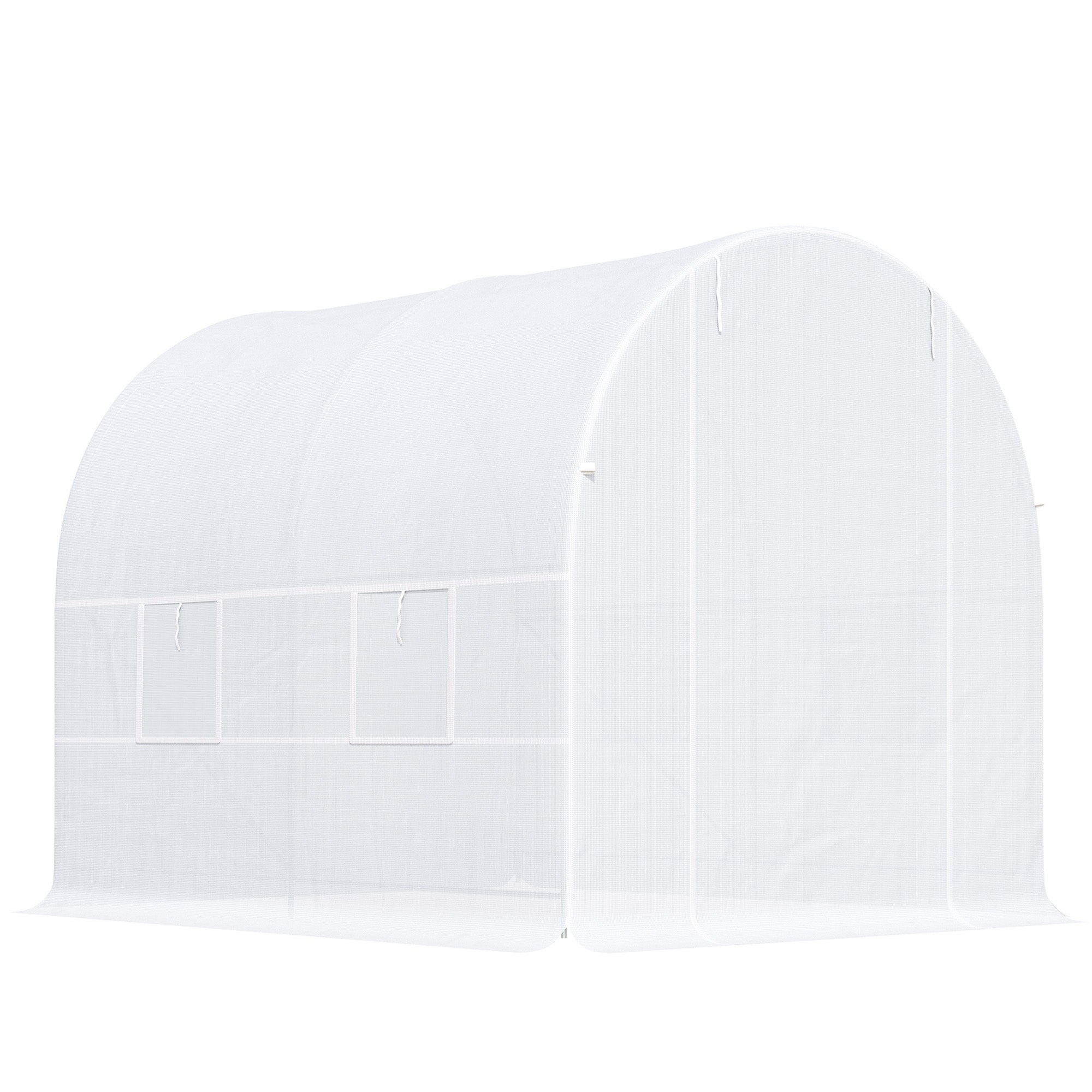 Serre tunnel de jardin - Outsunny - 5m² 245x200x200 cm - porte 4 fenêtres - cadre en métal, bâche PE haute densité 140 g/m² - blanc - 7