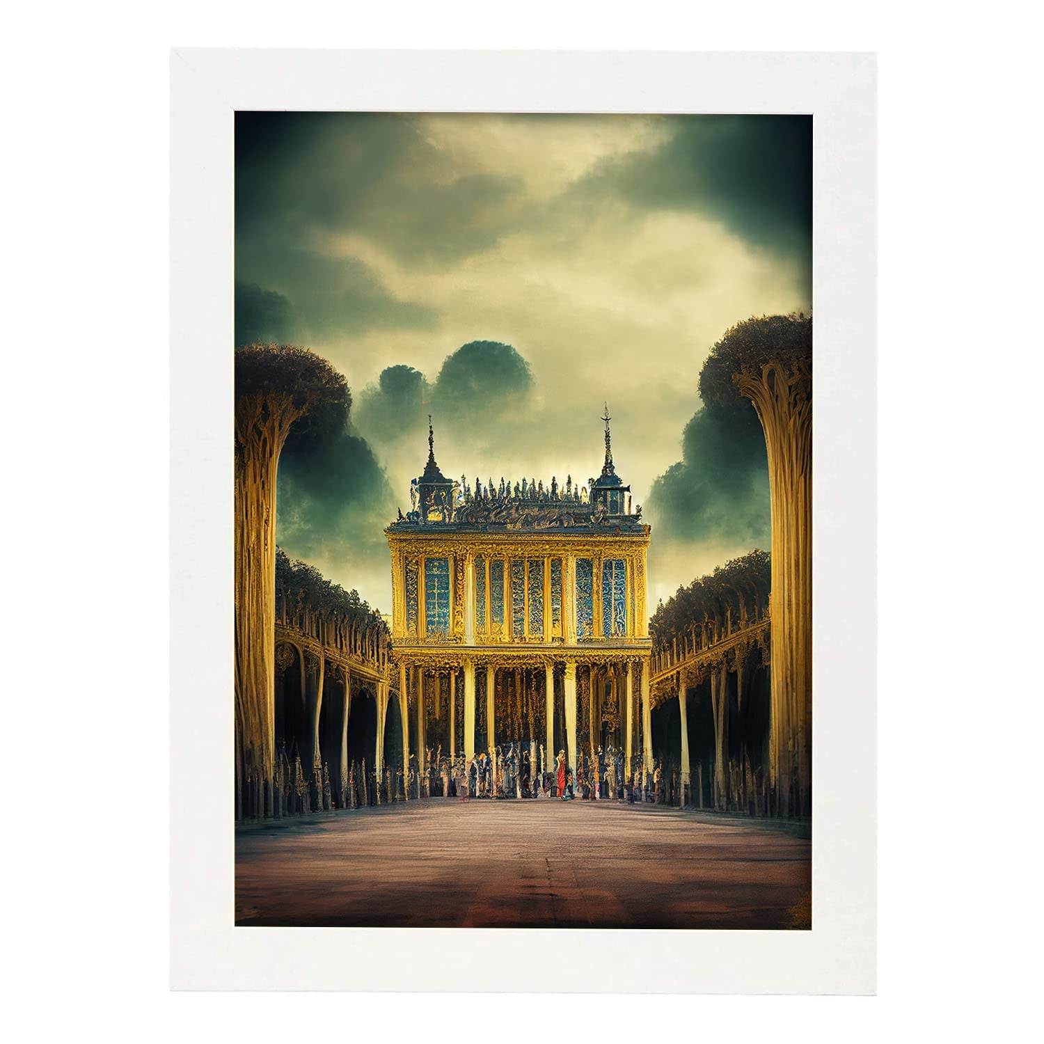 Nacnic lámina palacio de versalles audaz al estilo de t burton ilustraciones de monumentos ciudades paises inspiradas a3 marco blanco