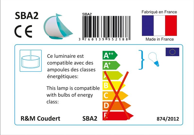 Lampe suspension enfant VOILIER - R&M Coudert - bleu - 8