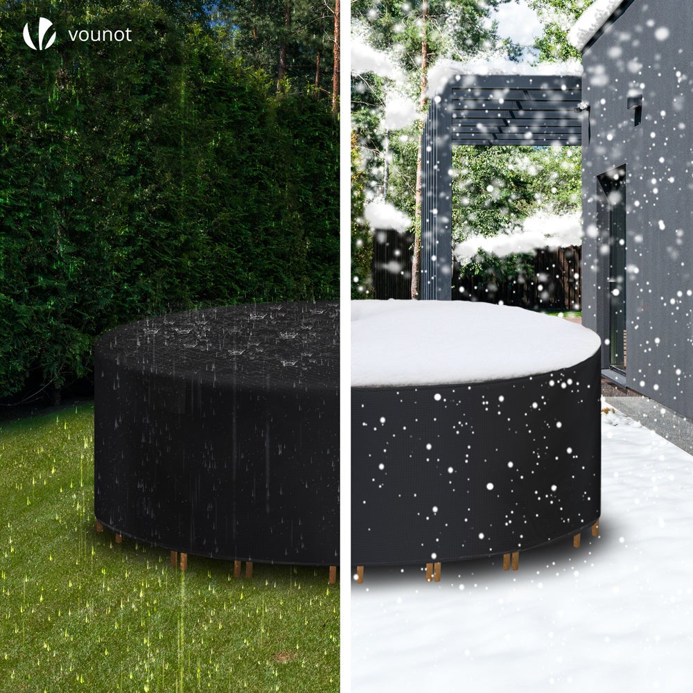 Housse salon de jardin bache de protection 420D φ190x73cm noire VOUNOT® - 4