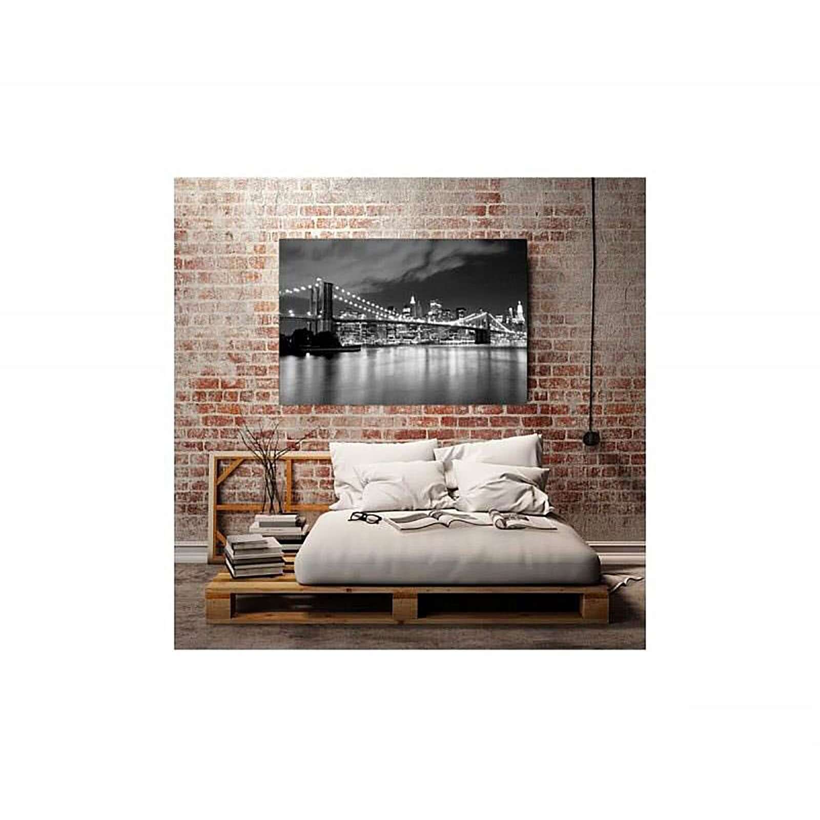 Tableau bois pont de brooklyn la nuit - 120 x 80 cm - 2