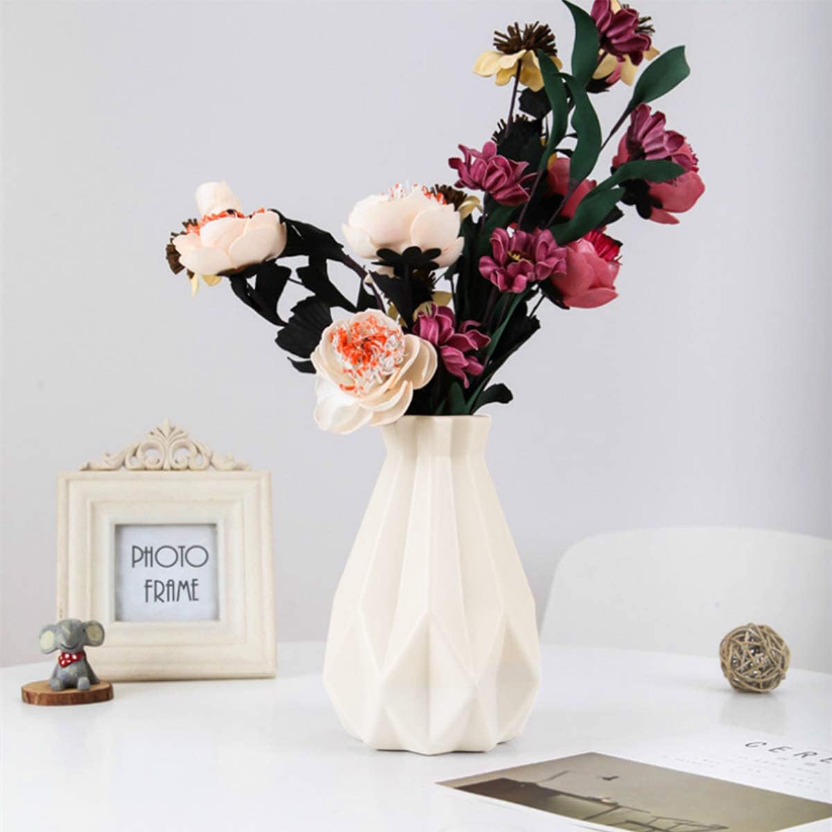 Vase pour Fleurs LEGO - Grand Vase Blanc Géométrique et Rustique, Déco Bureau et Salon - Idée Cadeau Originale et Romantique - 3