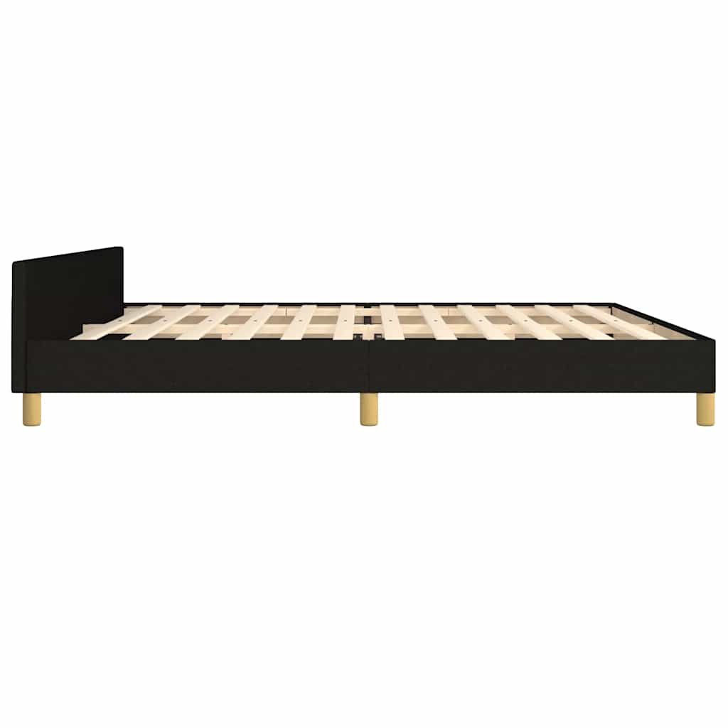 Cadre de lit sans matelas noir 200 x 200 cm tissu - 7