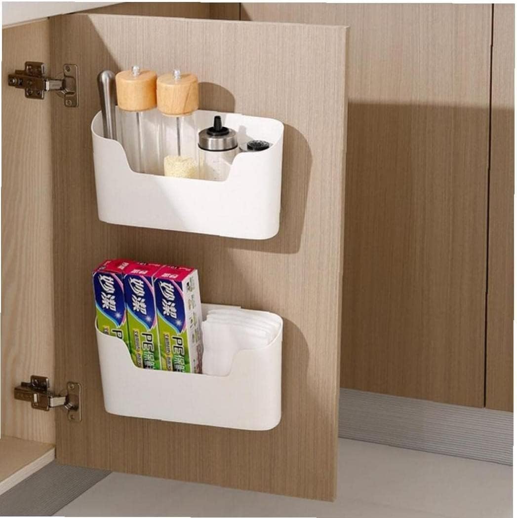 Scatola Portaoggetti Autoadesiva Per Porta Armadio - Set Di 2 | Organizer Da Cucina, Bagno, Frigo - Foto 10