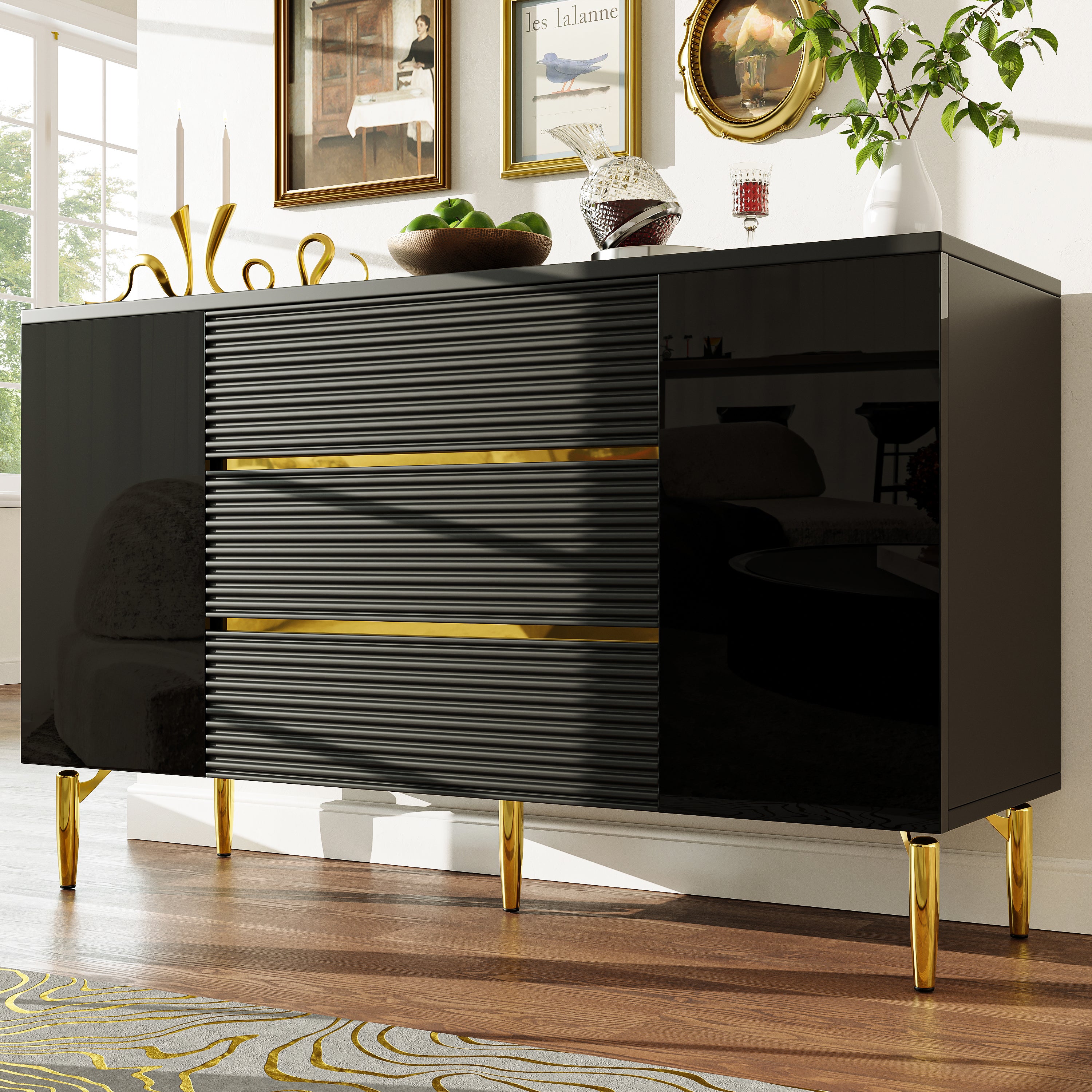 Commode Armoire De Salle Manger Noire Simple Et Moderne Adapt e 