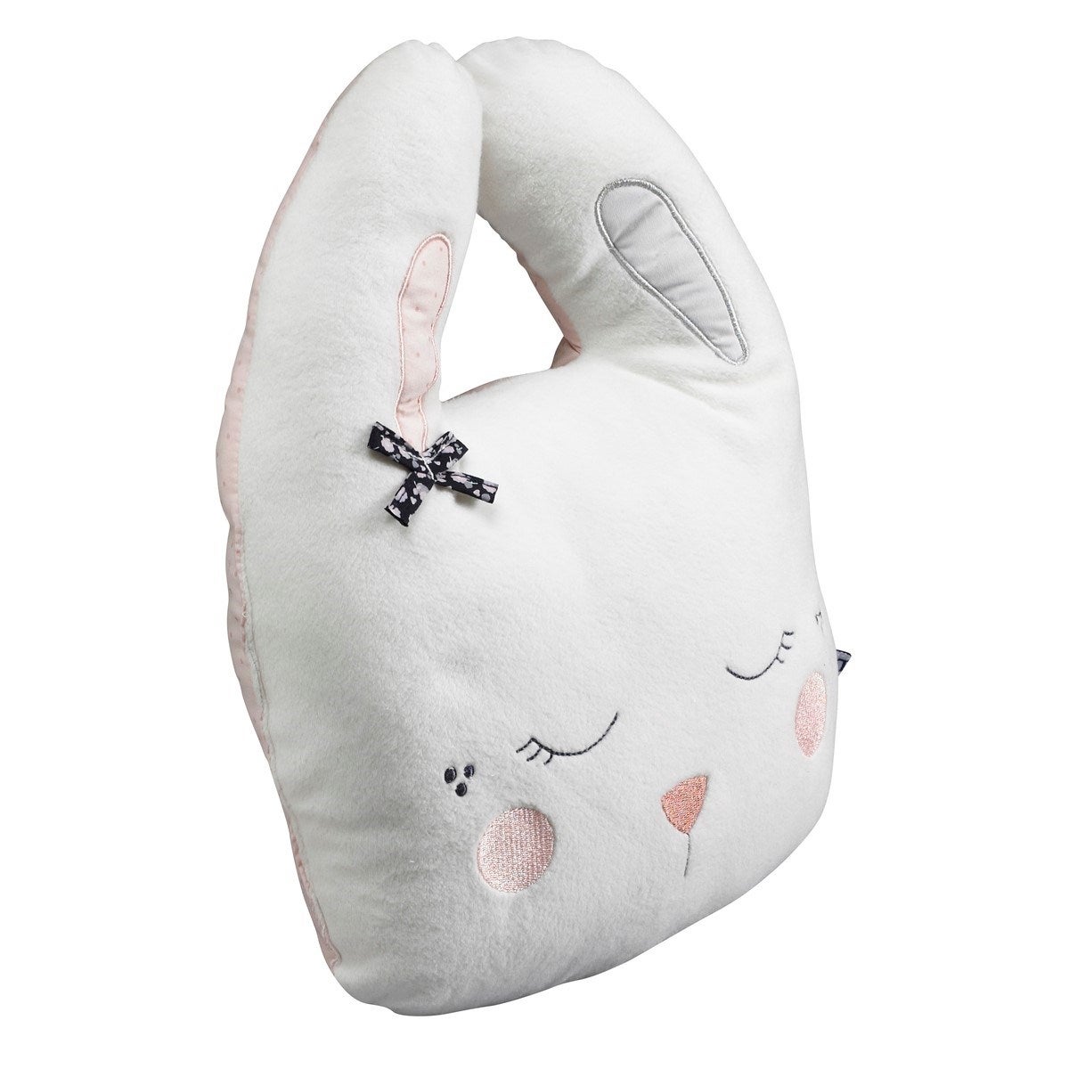 Coussin déco lapin 34x26cm en polyester blanc - 2