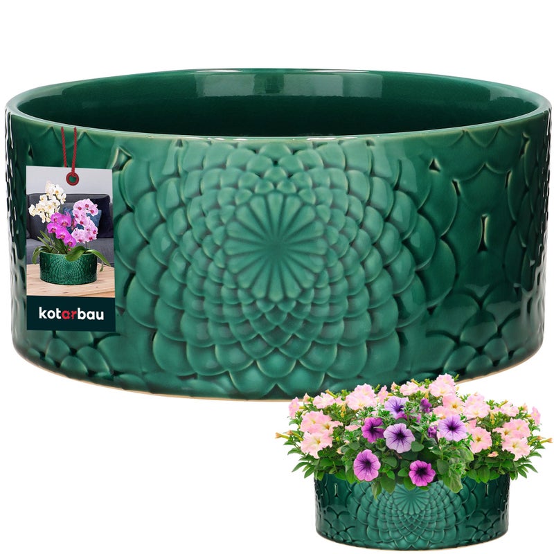 Doniczka donica 13x28cm niska misa na kwiaty rośliny ceramiczna domu ogrodu - KOTARBAU