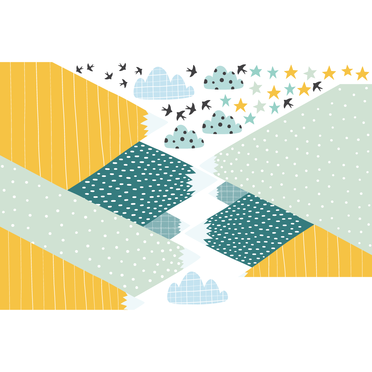 Adesivo di montagna ziska + 100 stelle fosforescenti - Sticker adesivo - adesivi murali - 60x90cm - 2