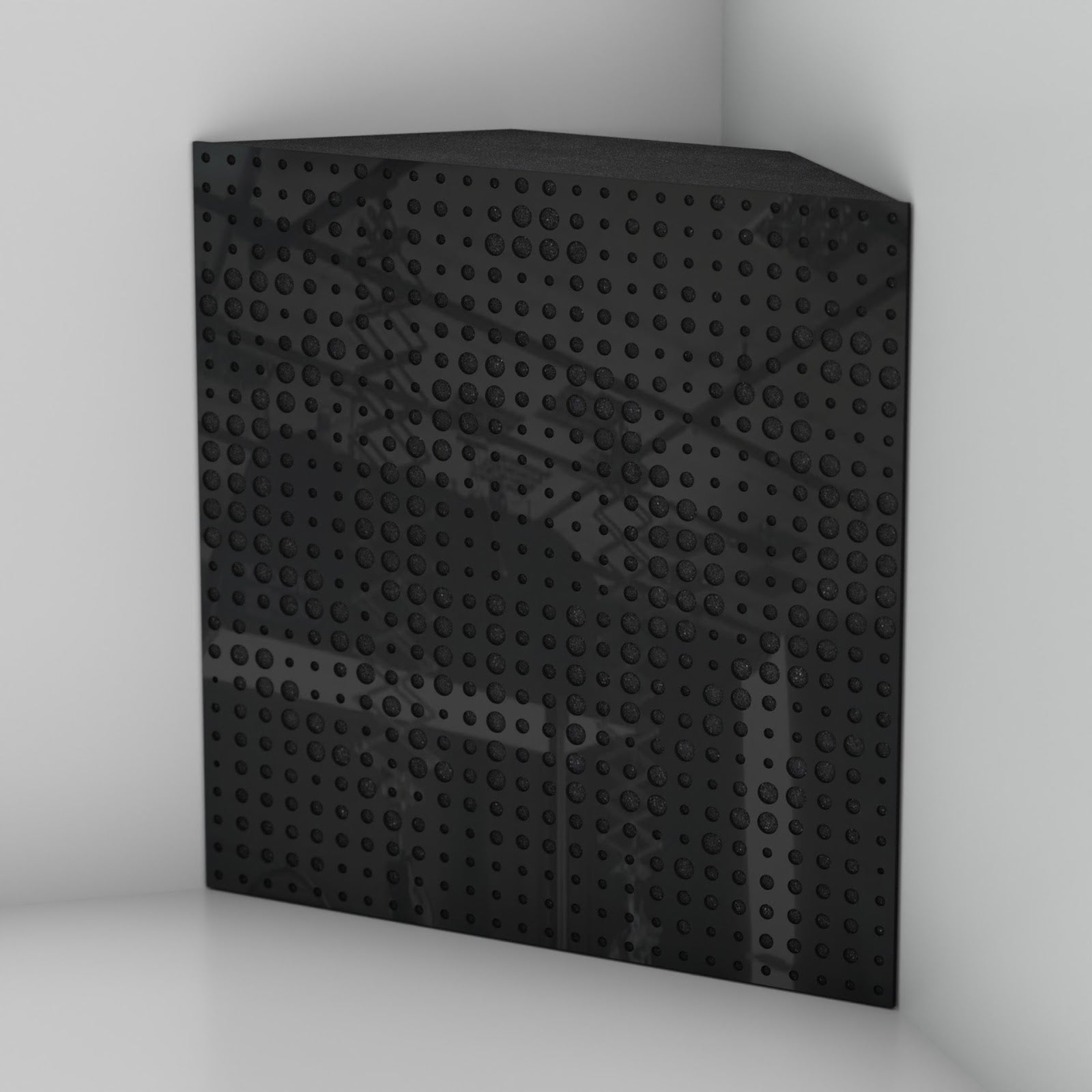 Lot de 2 Pièges à basses UNIVERSE acoustiques insonorisants 50x50x10 cm -Plastique perforé et mousse acoustique -Noir brilliant - 3