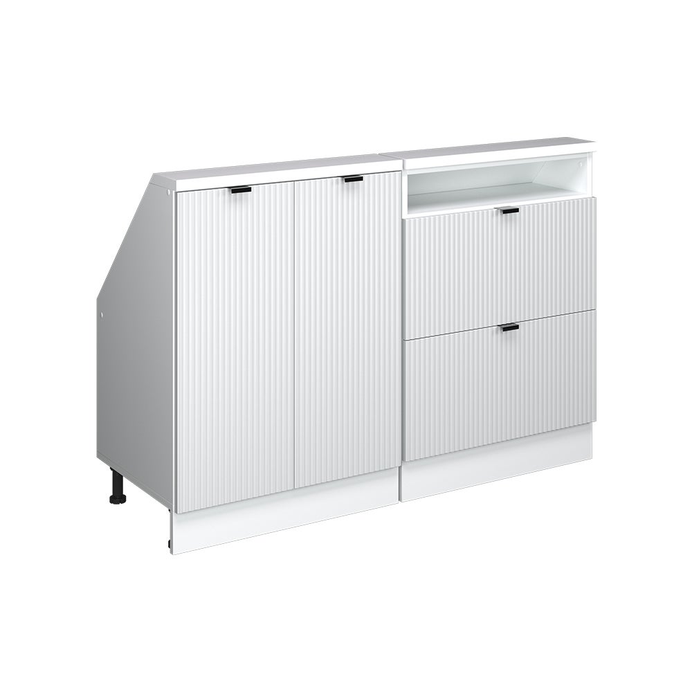Vicco Szafka kuchenna na dach skośny R-Line, Białe pofałdowanie, 120 cm Zestaw 2 sztuk