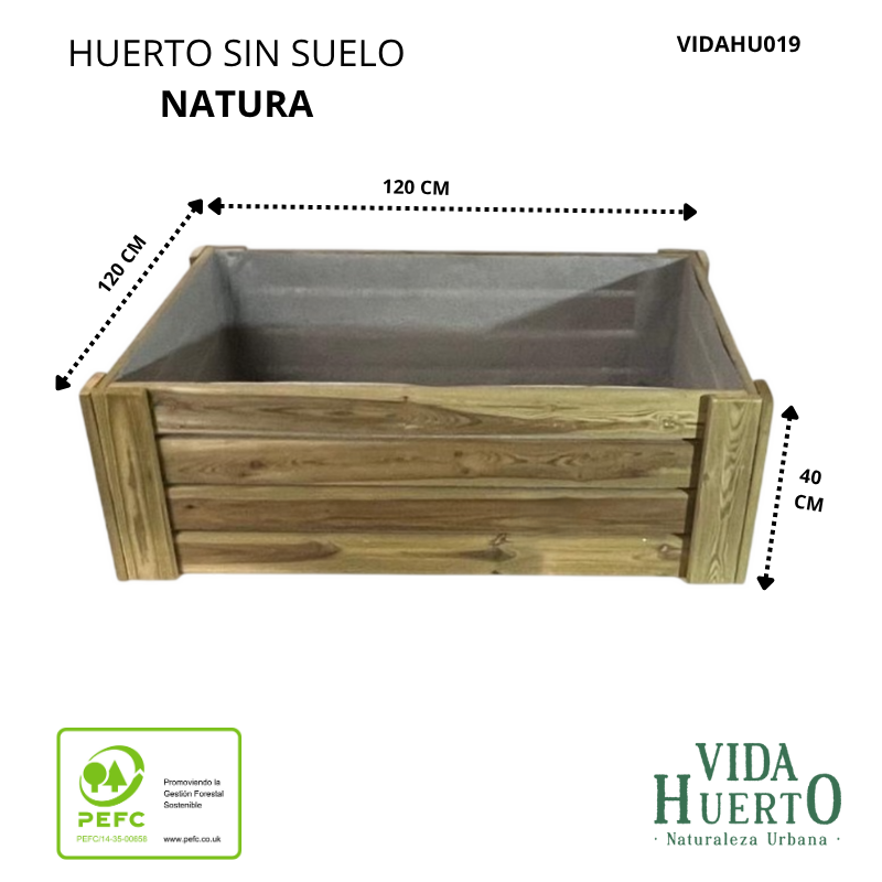 Coffre de Culture NATURA. Hauteur de 40 cm. Sans Base. VidaHuerto 120x120x40 cm - 3