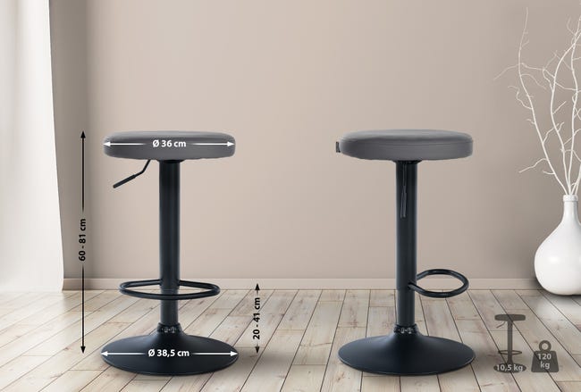 Sgabello bar Ponte in ecopelle nero grigio Leroy Merlin