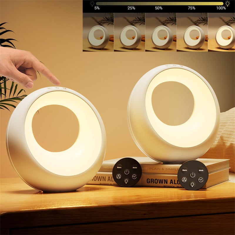 Zestaw 2 dotykowych lampek nocnych ze ściemniaczem i pilotem, lampka stołowa LED, zmiana koloru RGB, lampka nocna dla dziecka
