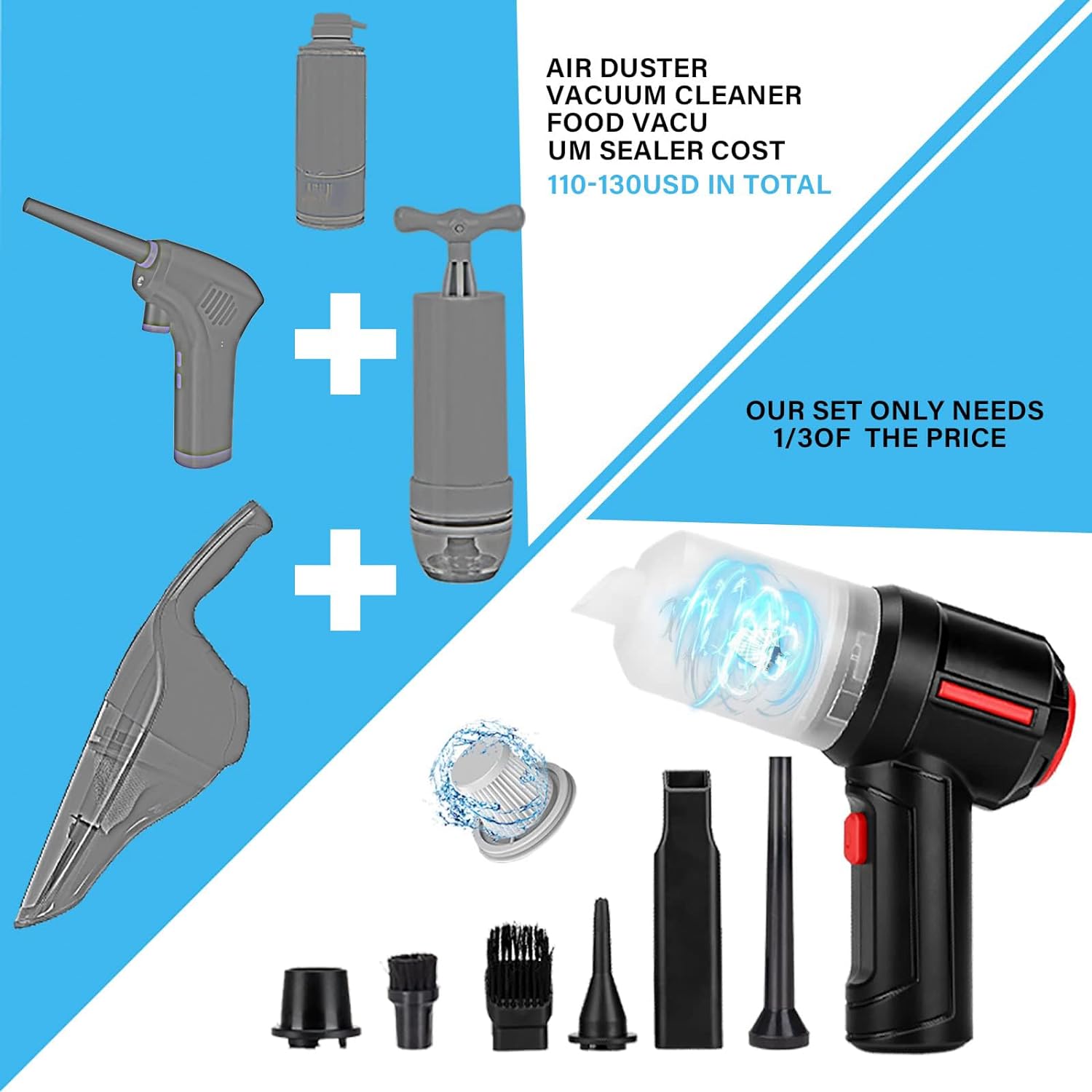 Aspirateur de voiture puissant, aspirateur à main sans fil, aspirateur de bureau rechargeable avec filtres lavables pour la maison, la voiture - 7