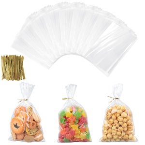 AiQInu 200 Pezzi Sacchetti Trasparenti con Lacci, 25 x 15 cm