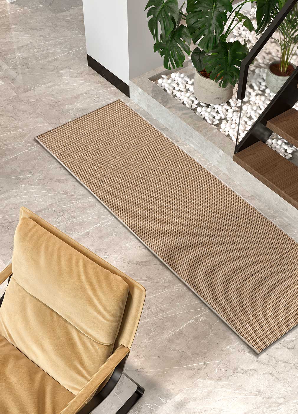 Prostokątny beżowy bieżnik zewnętrzny 48 x 200 cm NATURA naturalny - ATTICGO