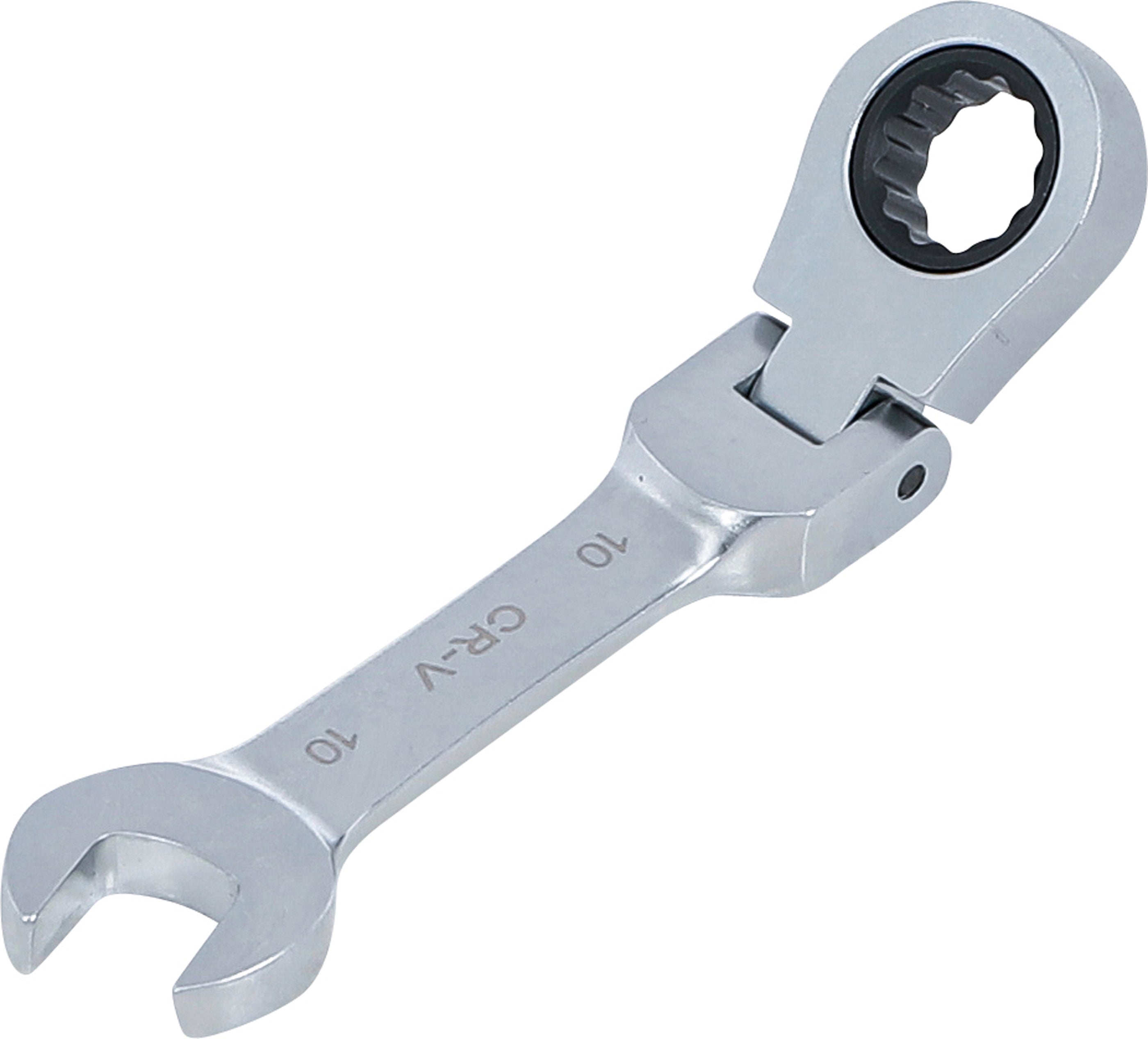 BGS Klucz grzechotkowy płasko-oczkowy krótki odchylany SW 10 mm - 6910