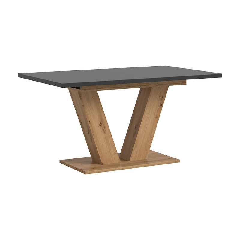 Motion stół do jadalni nogi V 90x150/190 cm z 1 wkładką szary, dąb dekor.