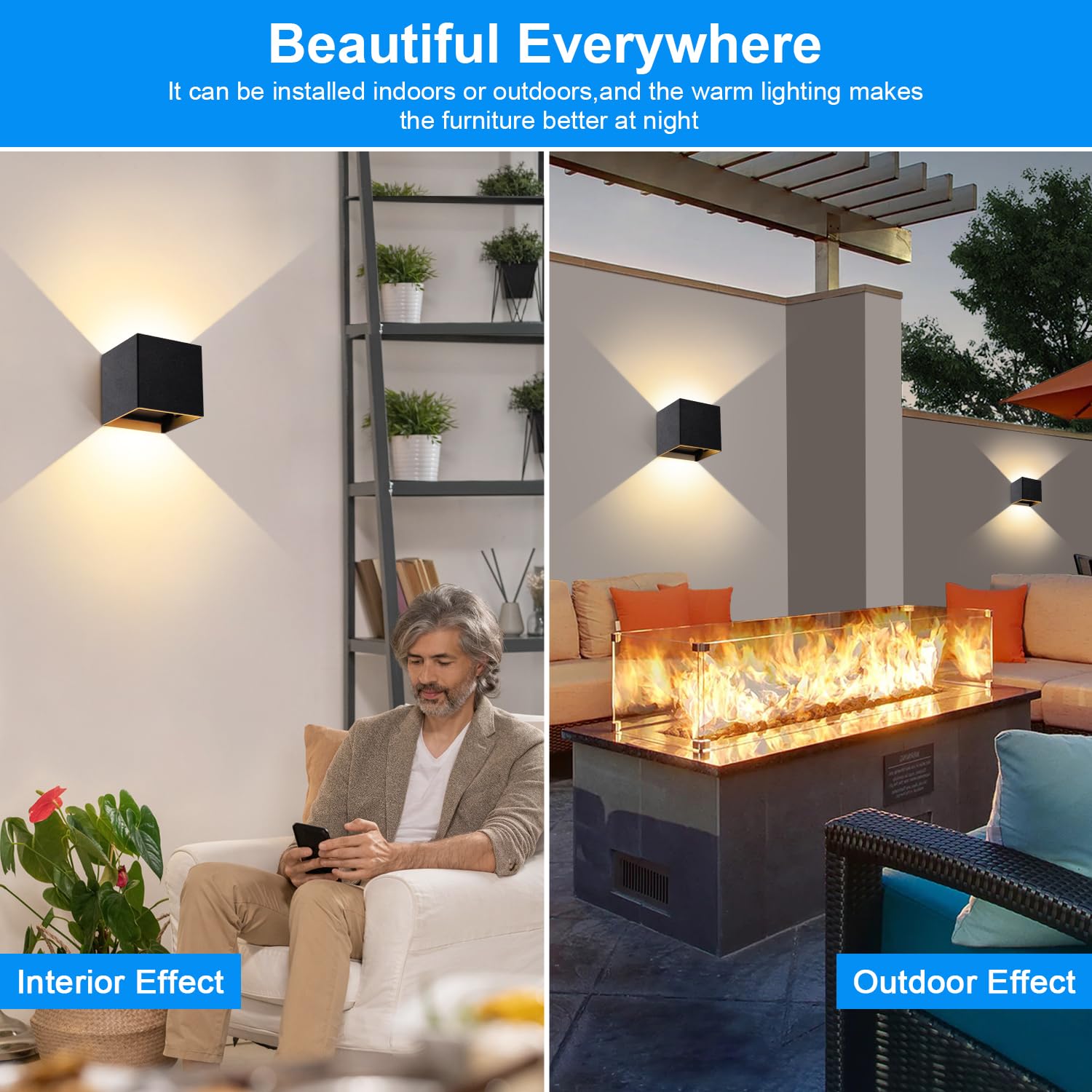 4 Uds luces de pared 12W ángulo de haz ajustable impermeable IP65 iluminación de pared exterior 3000K lámpara de pared - 4