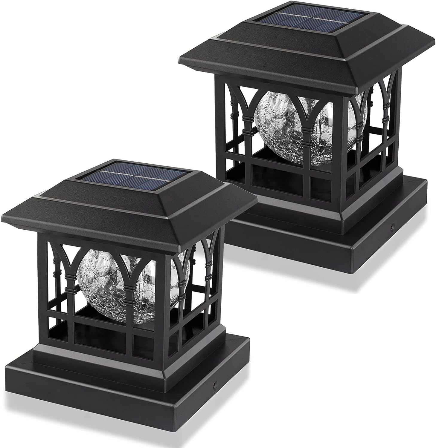 Solarna lampa ogrodzeniowa ciepłe białe światło żarówka z pękniętego szkła wodoodporna solarna lampa ogrodzeniowa czarna sztuki w zestawie