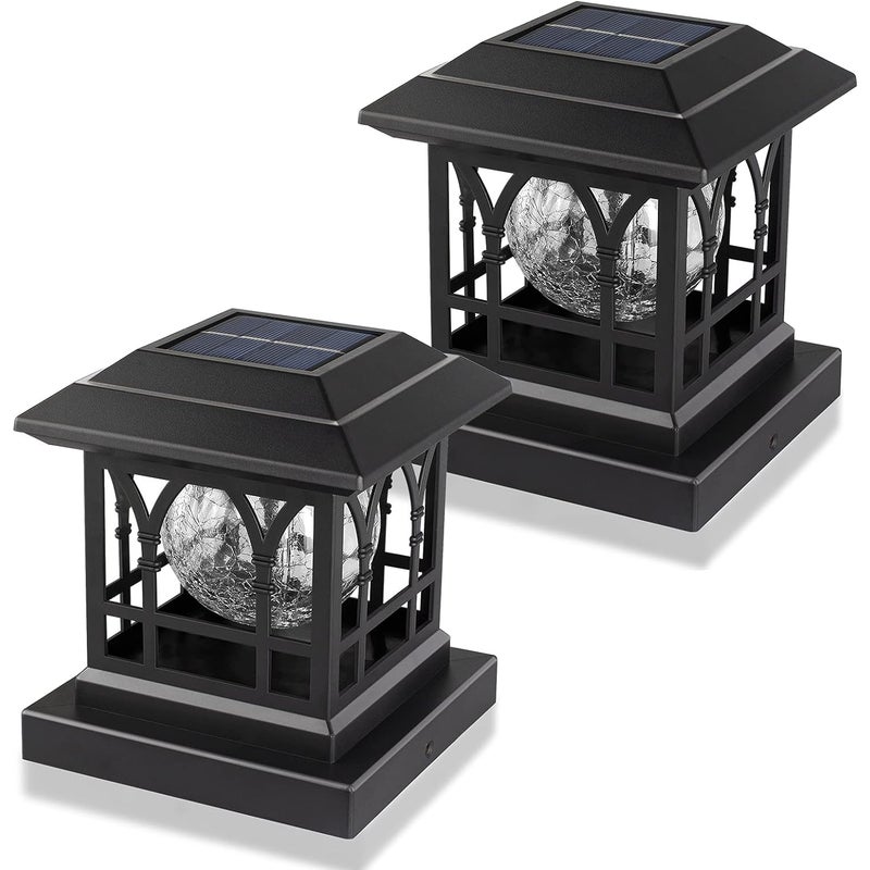 Solarna lampa ogrodzeniowa ciepłe białe światło żarówka z pękniętego szkła wodoodporna solarna lampa ogrodzeniowa czarna sztuki w zestawie