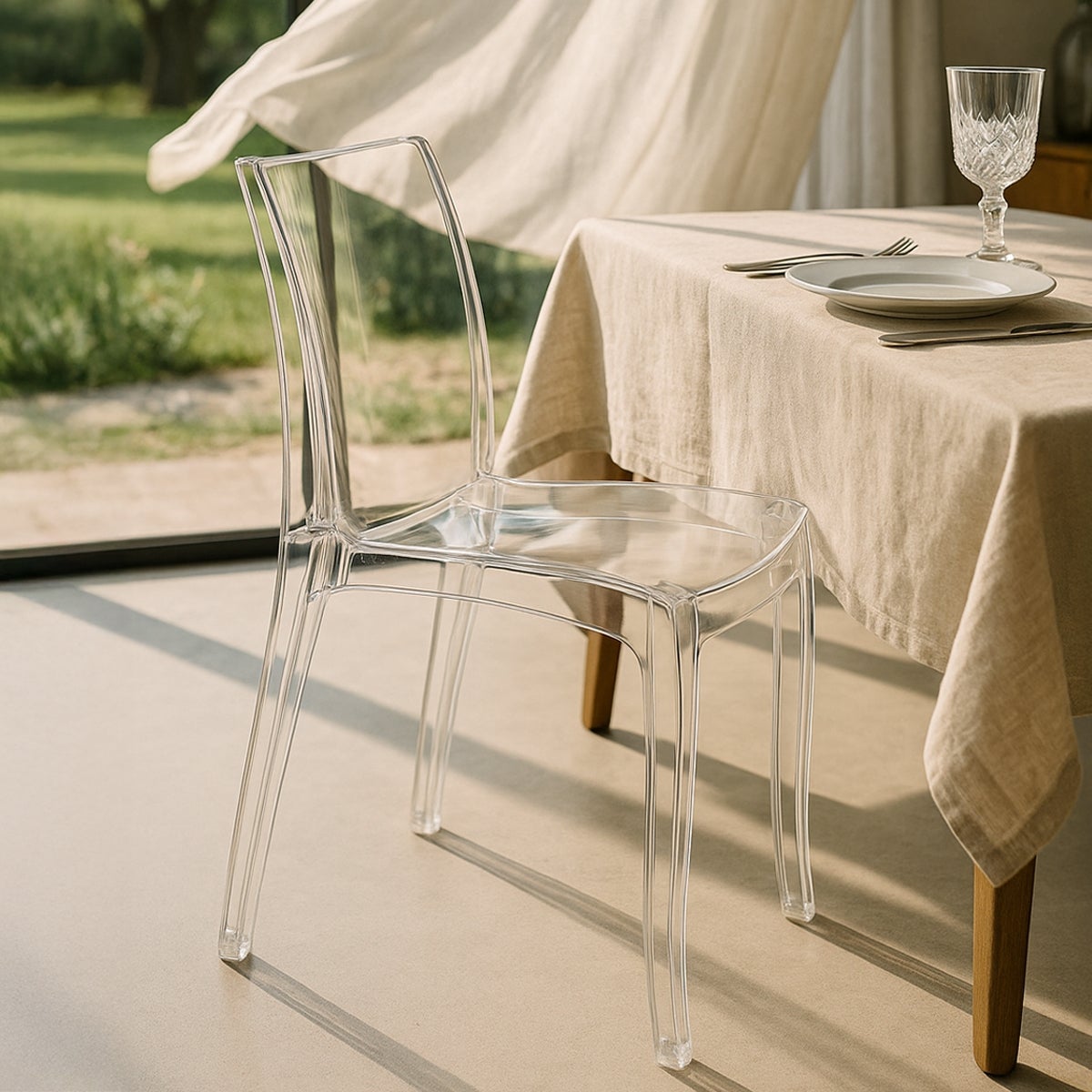 Chaise salle à manger bar transparent empilable Cristal Light polycarbonate Grand Soleil Design - 3