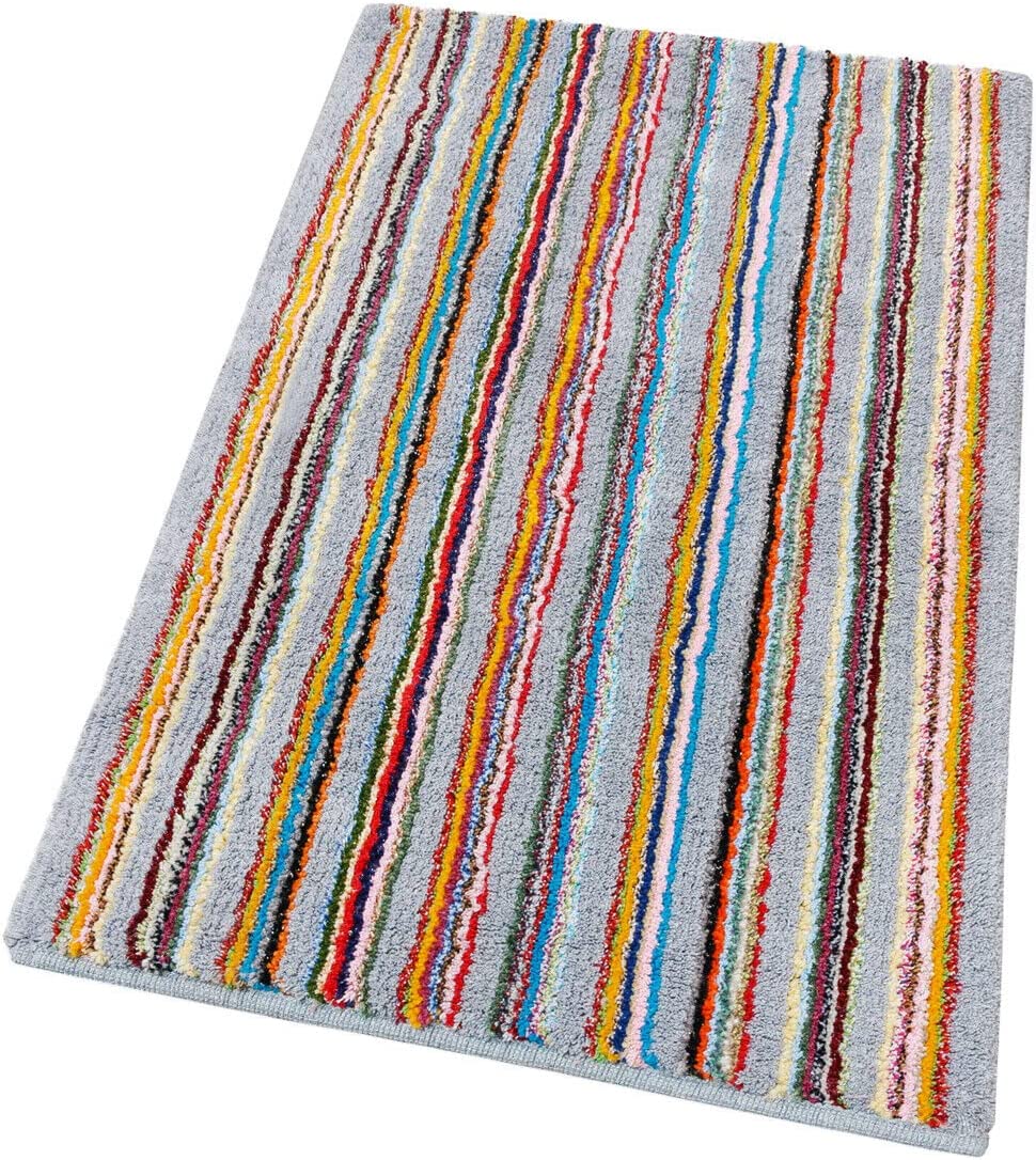 Czysty Bawełniany Dywanik w Paski do łazienki Lub Sypialni 55x90 cm Nadający Się do Prania Szary