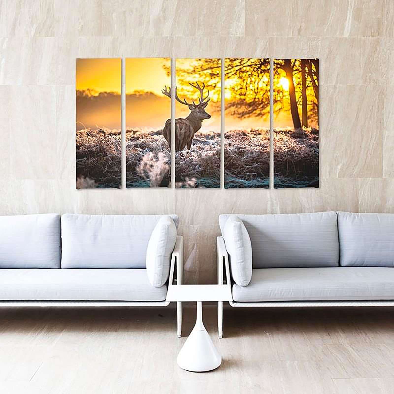 Tableau coucher de soleil cerfs - 150 x 100 cm - 5