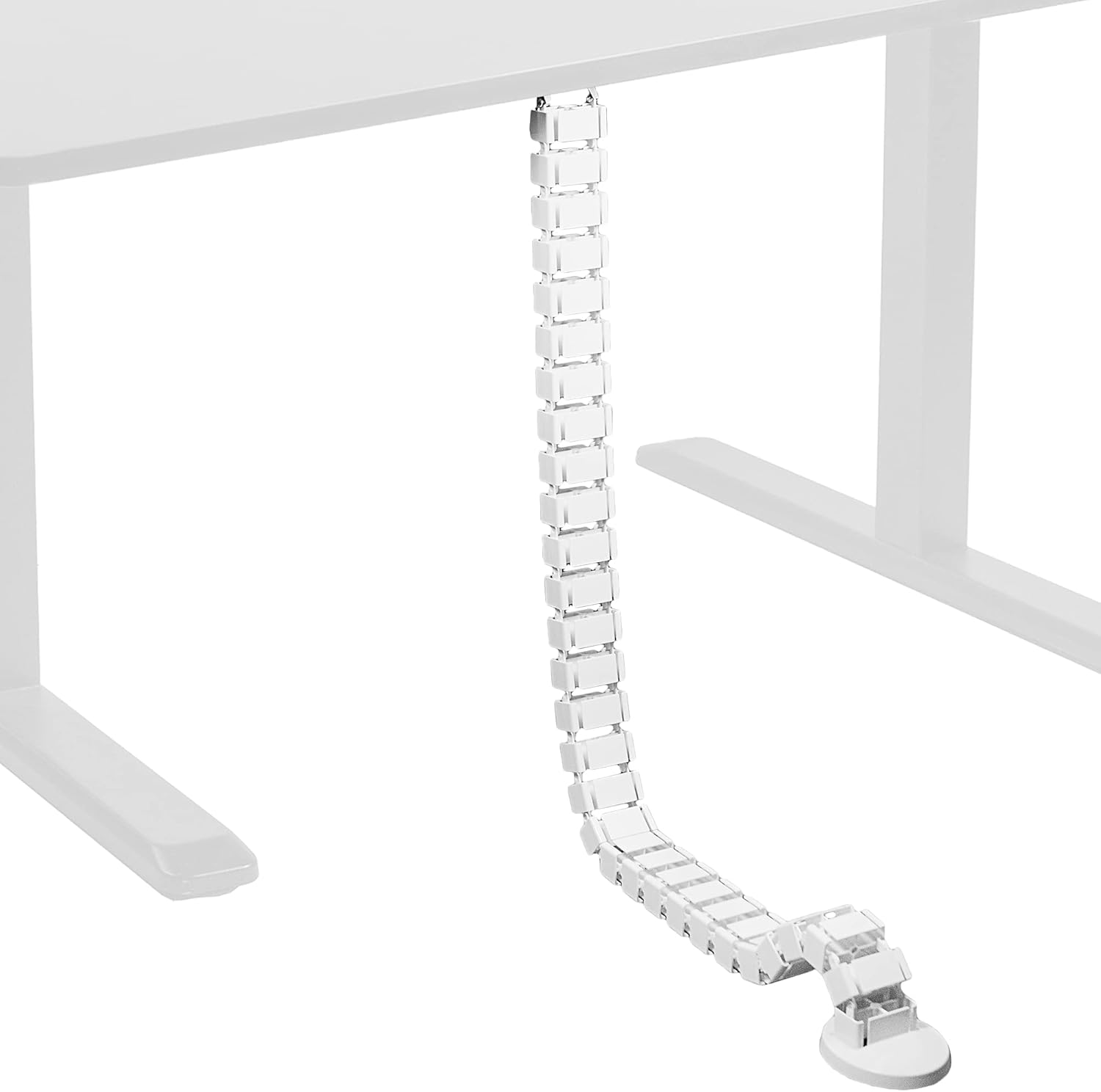 Zestaw do organizacji kabli pod biurkiem, elastyczny i regulowany organizer kabli z czterema punktami wejścia do biur domowych, biały, 120 cm