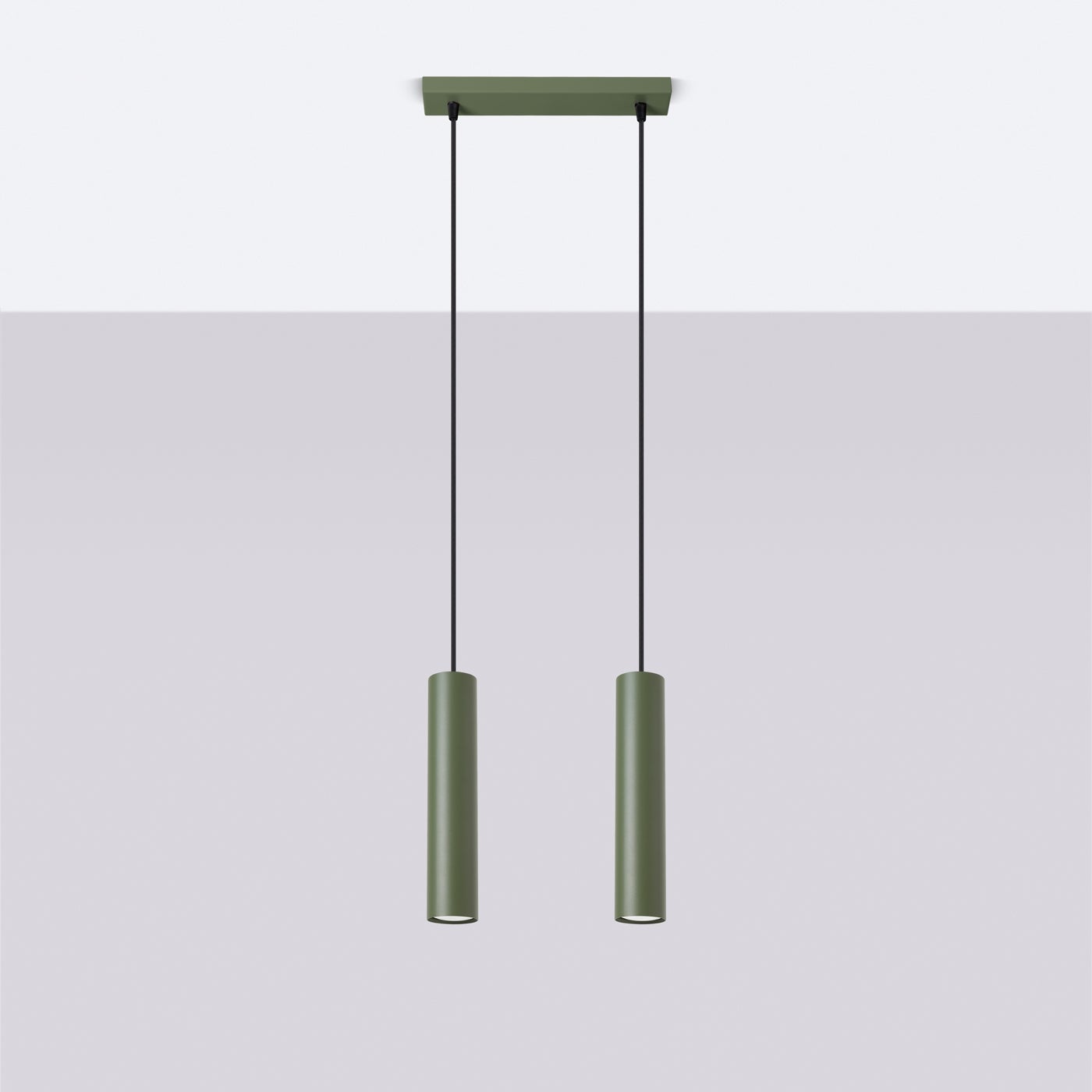 Lampa wisząca TORIS 2 zielona oliwka LED 4000K - 30x6x105cm Sollux