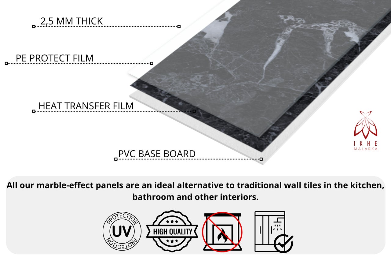 Panneau mural effet marbre – Revêtement PVC 120x60 cm | 2,5 mm | Résistant à l'eau, aux UV et à l'humidité | Alternative aux carreaux Beige01 - 4