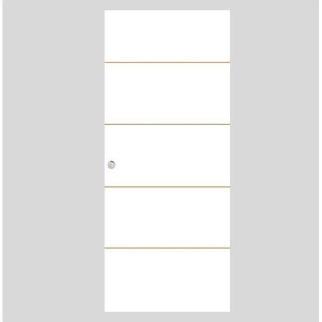 Kit porte coulissante 4 lignes - blanc lignée - + rail 2 amortisseurs + cache rail blanc - H 204 cm x L 83 cm - 8