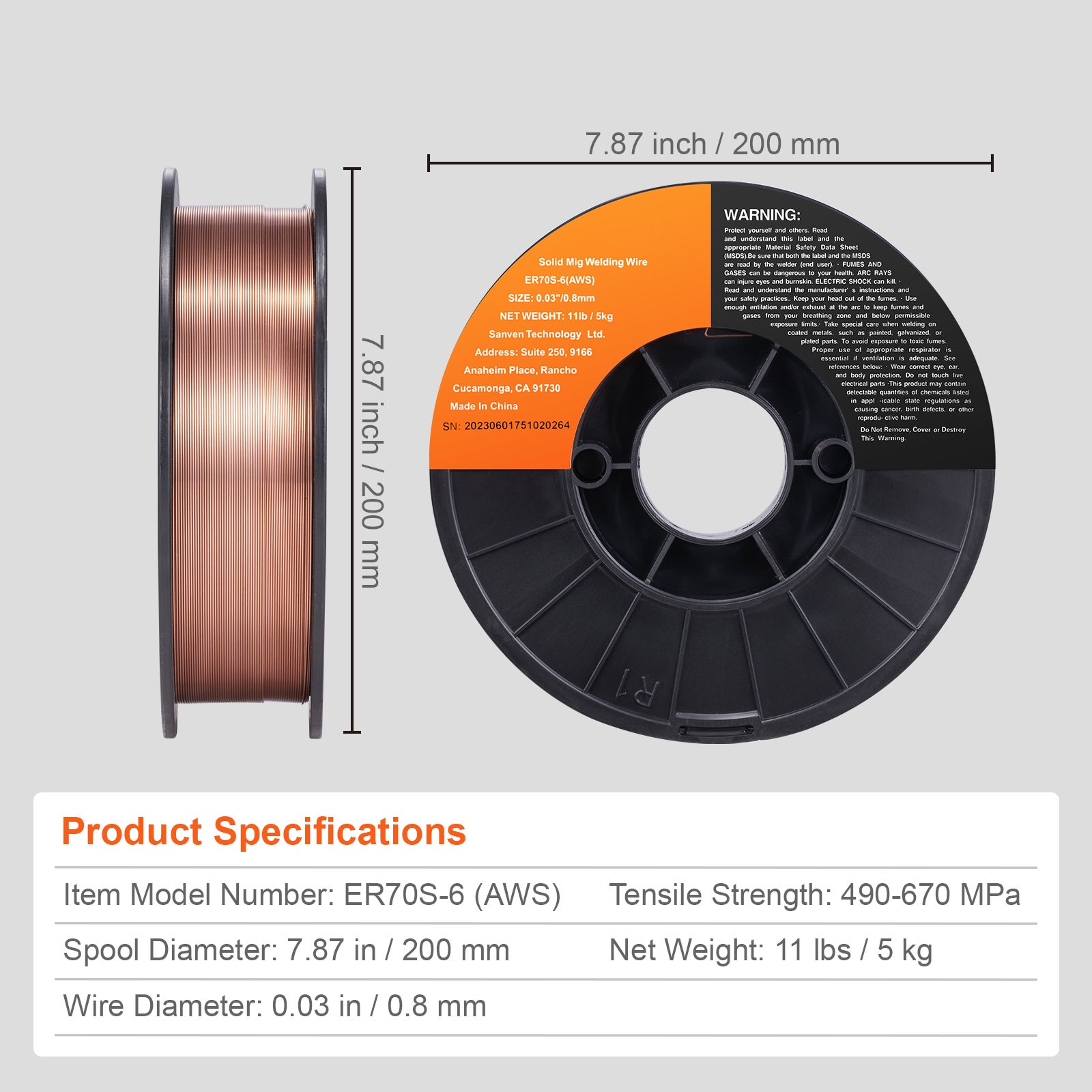 Fil de Soudage MIG Solide SucceBuy, Acier Doux, Ø 0,03 Pouce, Bobine 11 lb, Excellente Performance de Soudage - 9