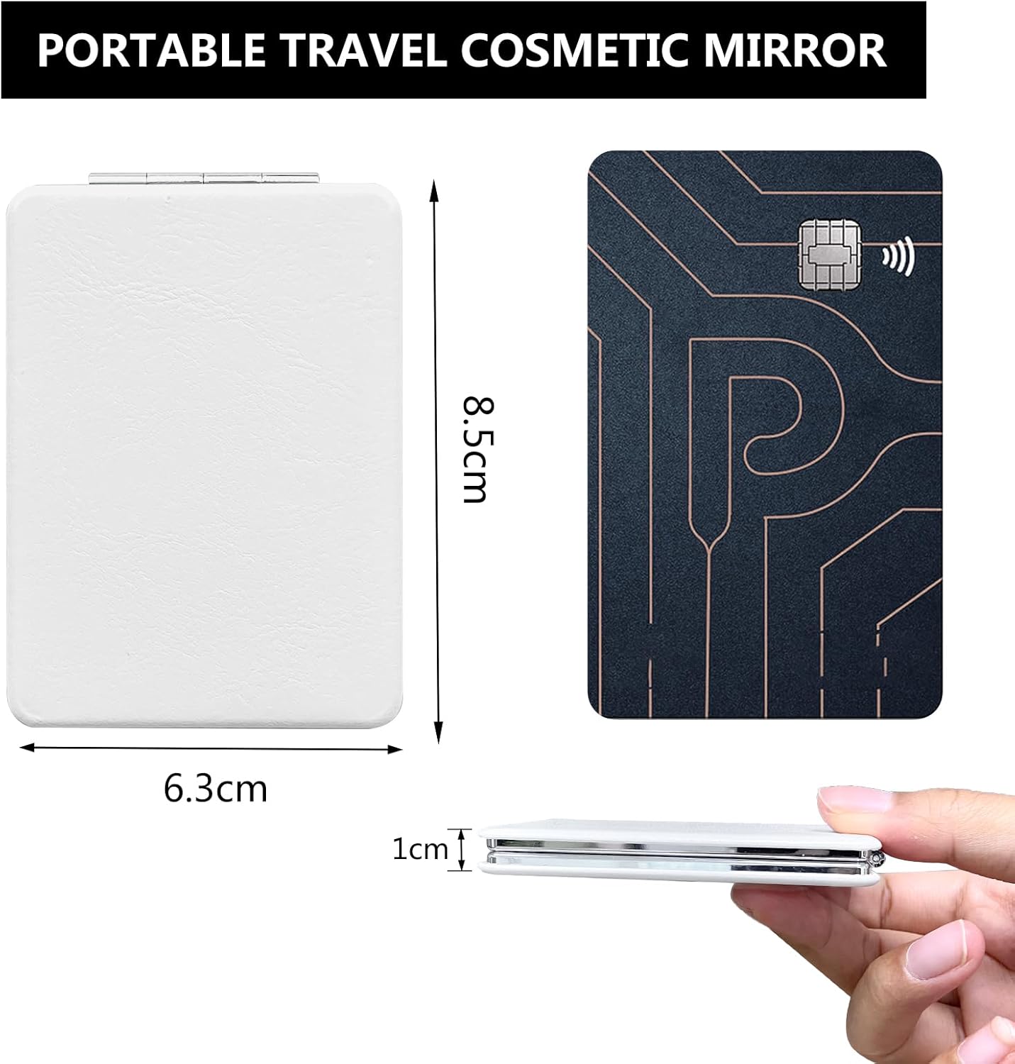 Specchio Da Trucco Portatile Pieghevole In Pelle PU - Compatto Per Viaggi, Ufficio E Casa - Foto 10