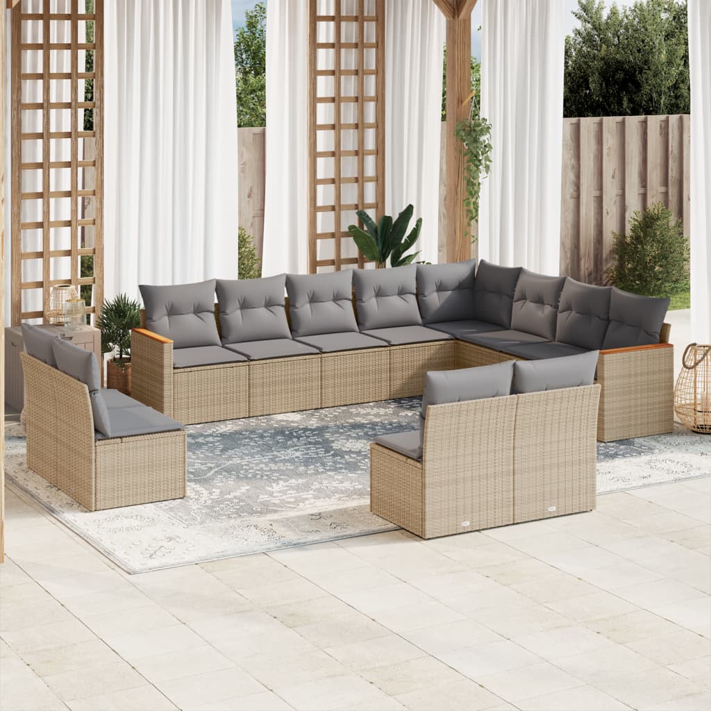 12-cz. zestaw mebli ogrodowych z poduszkami, beżowy, polirattan vidaXL