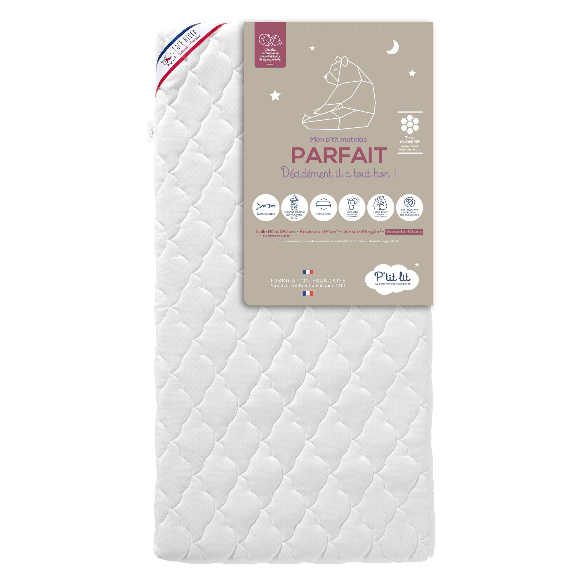Matelas bébé Parfait P'TIT LIT, 12 cm-70 x 140 cm- - 3
